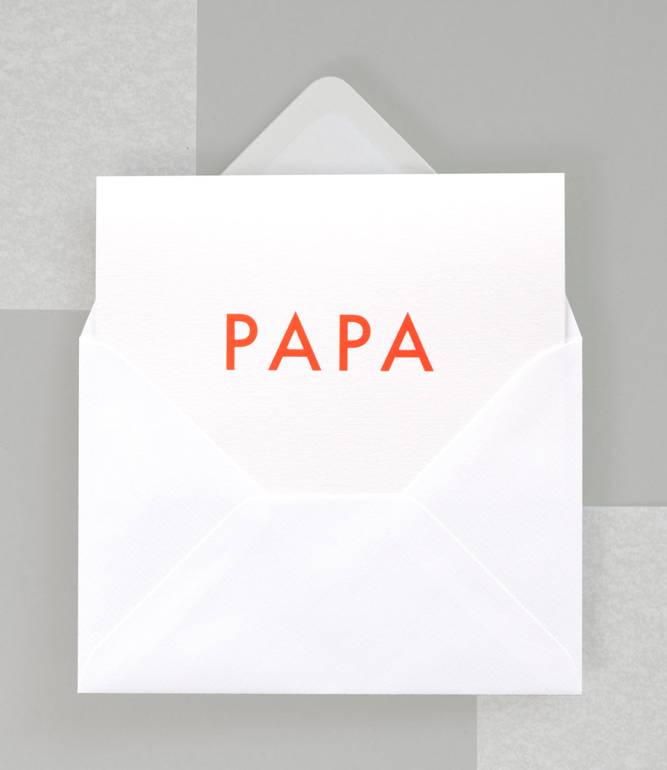Foil Blocked PAPA Card - Neon Orange
