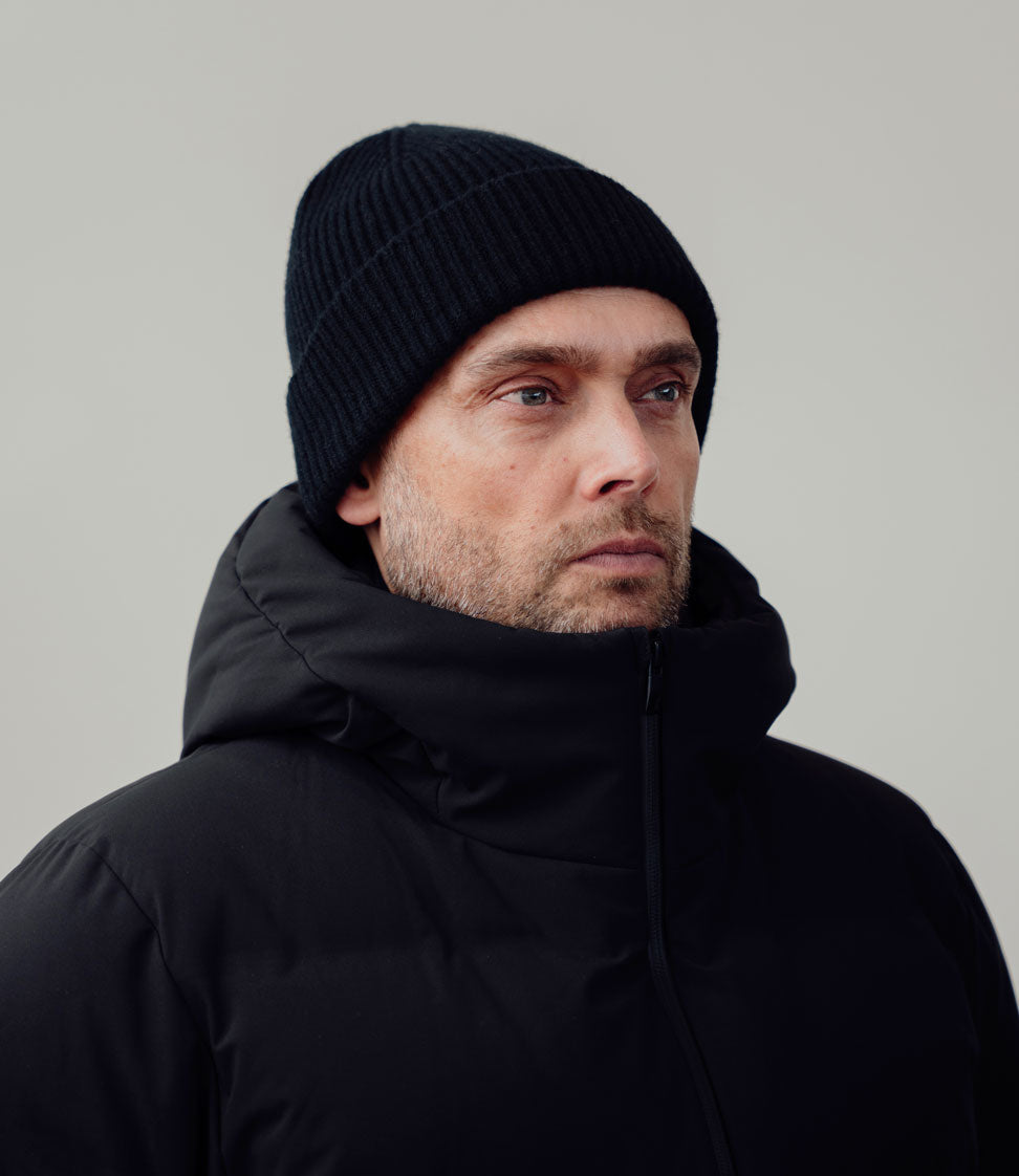 Alex Wool Beanie - Black - Made in Scotland, UK