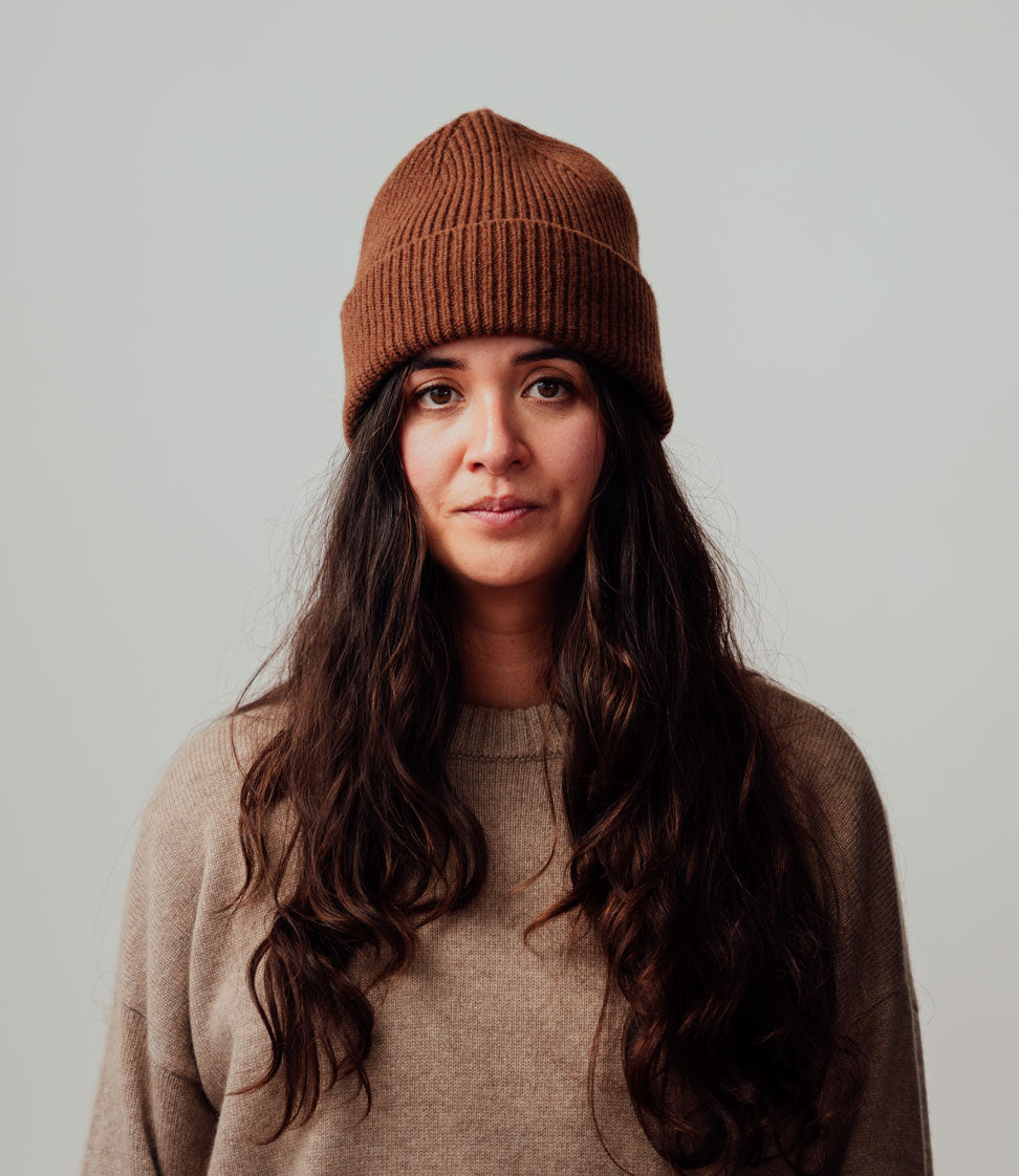 Alex Wool Beanie - Brown - Made in Scotland, UK