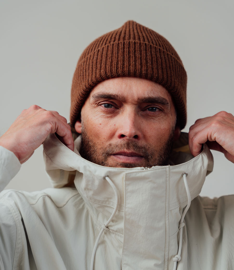 Alex Wool Beanie - Brown - Made in Scotland, UK