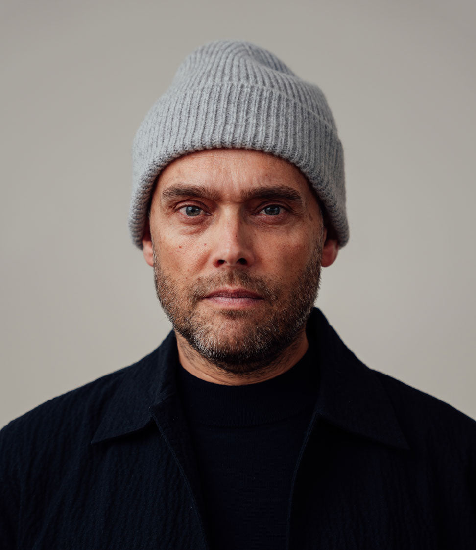 Alex Wool Beanie - Light Grey - Made in Scotland, UK