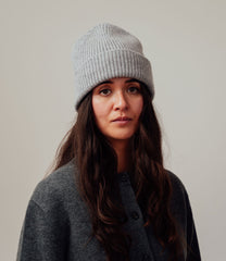 Alex Wool Beanie - Light Grey - Made in Scotland, UK