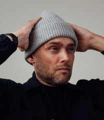 Alex Wool Beanie - Light Grey - Made in Scotland, UK