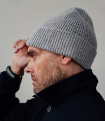 Alex Wool Beanie - Light Grey - Made in Scotland, UK
