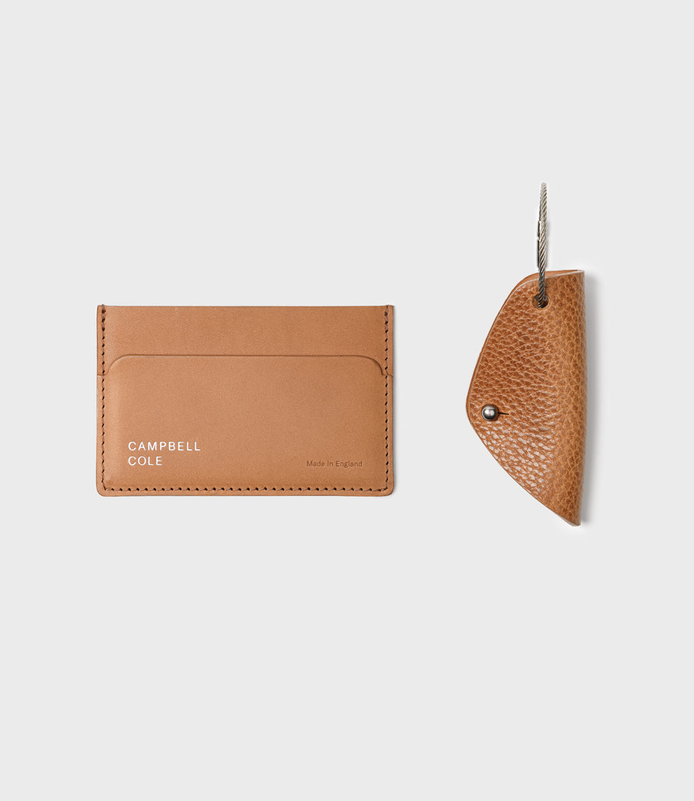 Grove Card Holder & Key Wrap Gift Set - Pebbled Tan