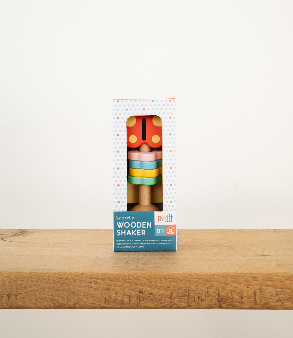 Petit Collage - Butterfly Wooden Shaker