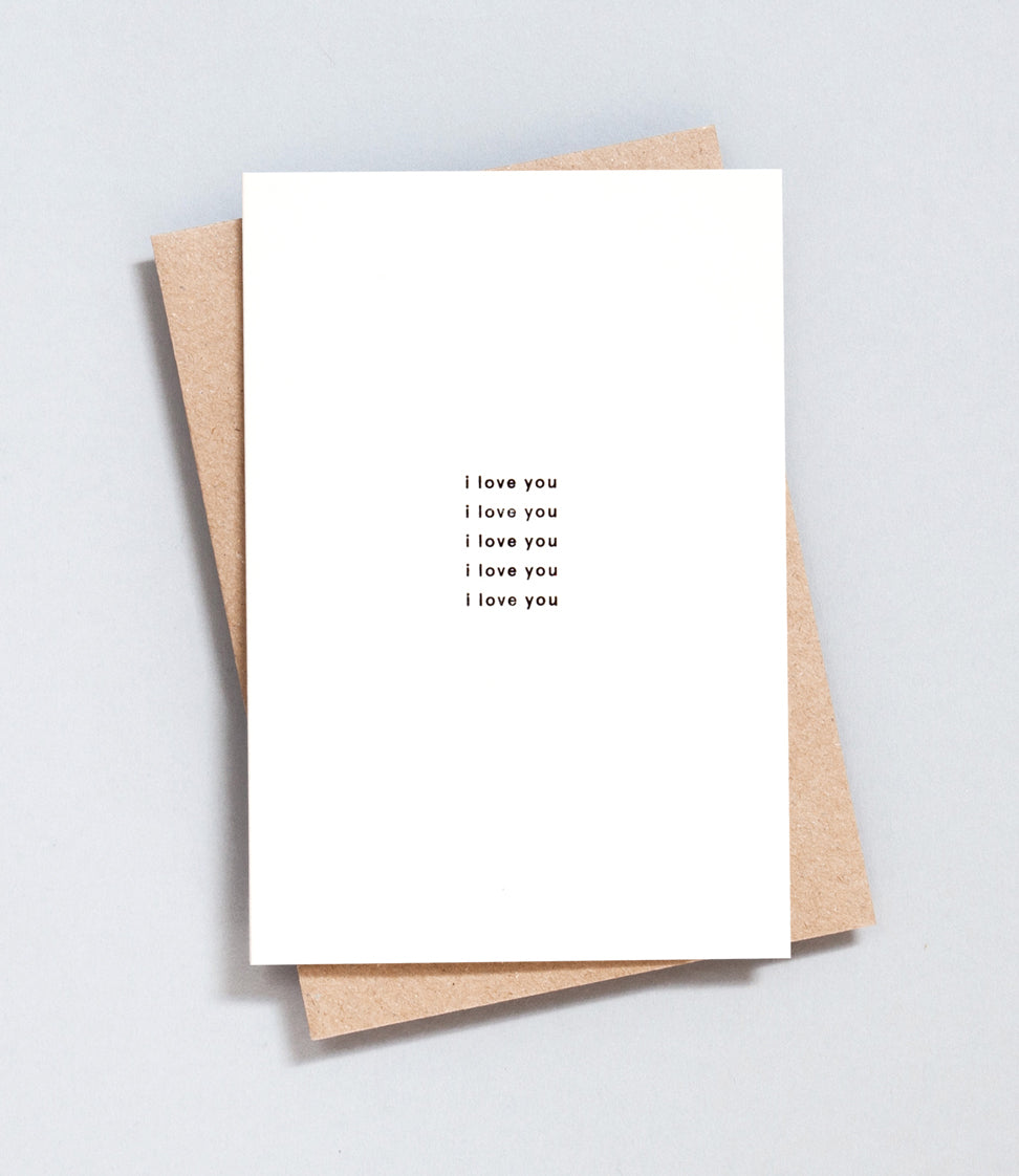 Foil Blocked I Love You Card - Black on Natural