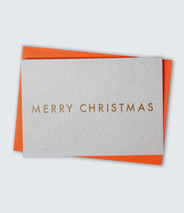 Foil Blocked Merry Christmas Card - Brass on Recycled Grey