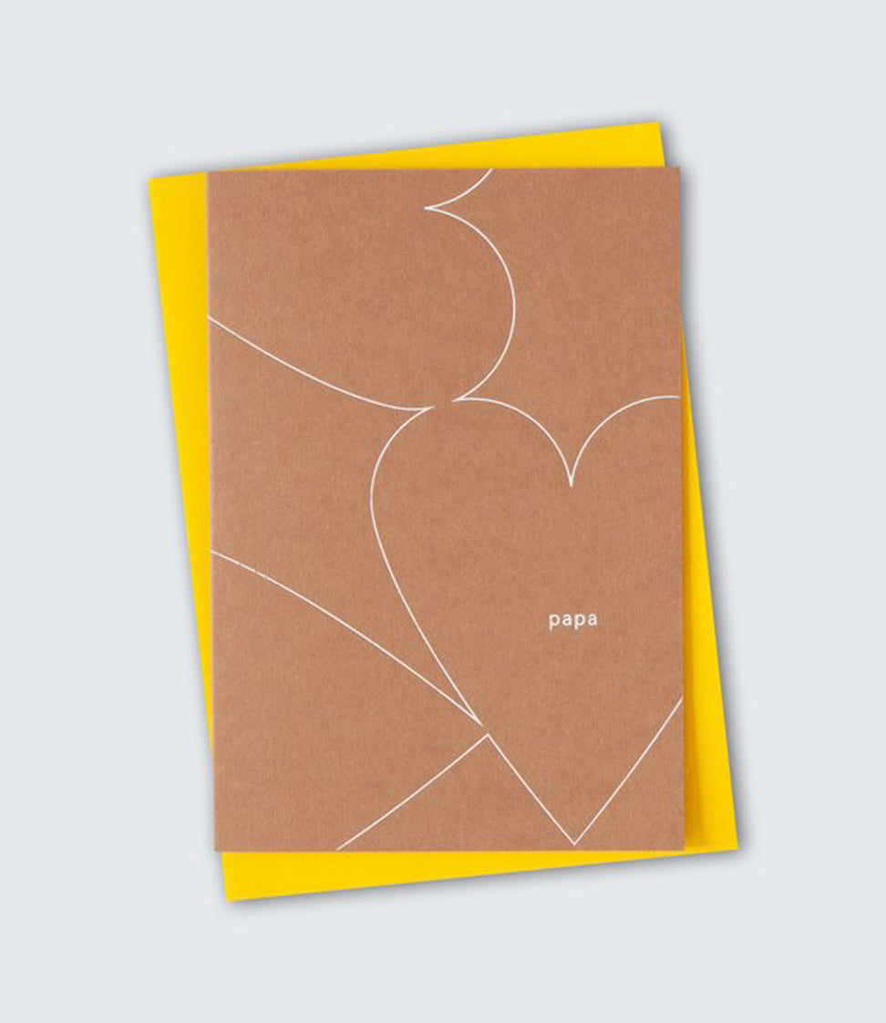 Foil Blocked Papa Heart Card - White on Brown