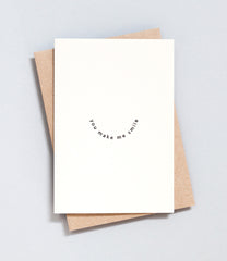 Foil Blocked You Make Me Smile Card - Black on Natural