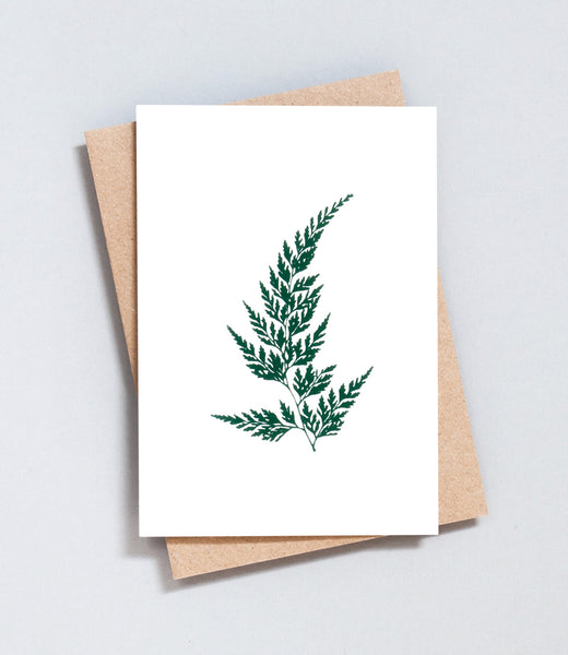Foil Blocked Wood Fern Card - Green On Ivory | Campbell Cole