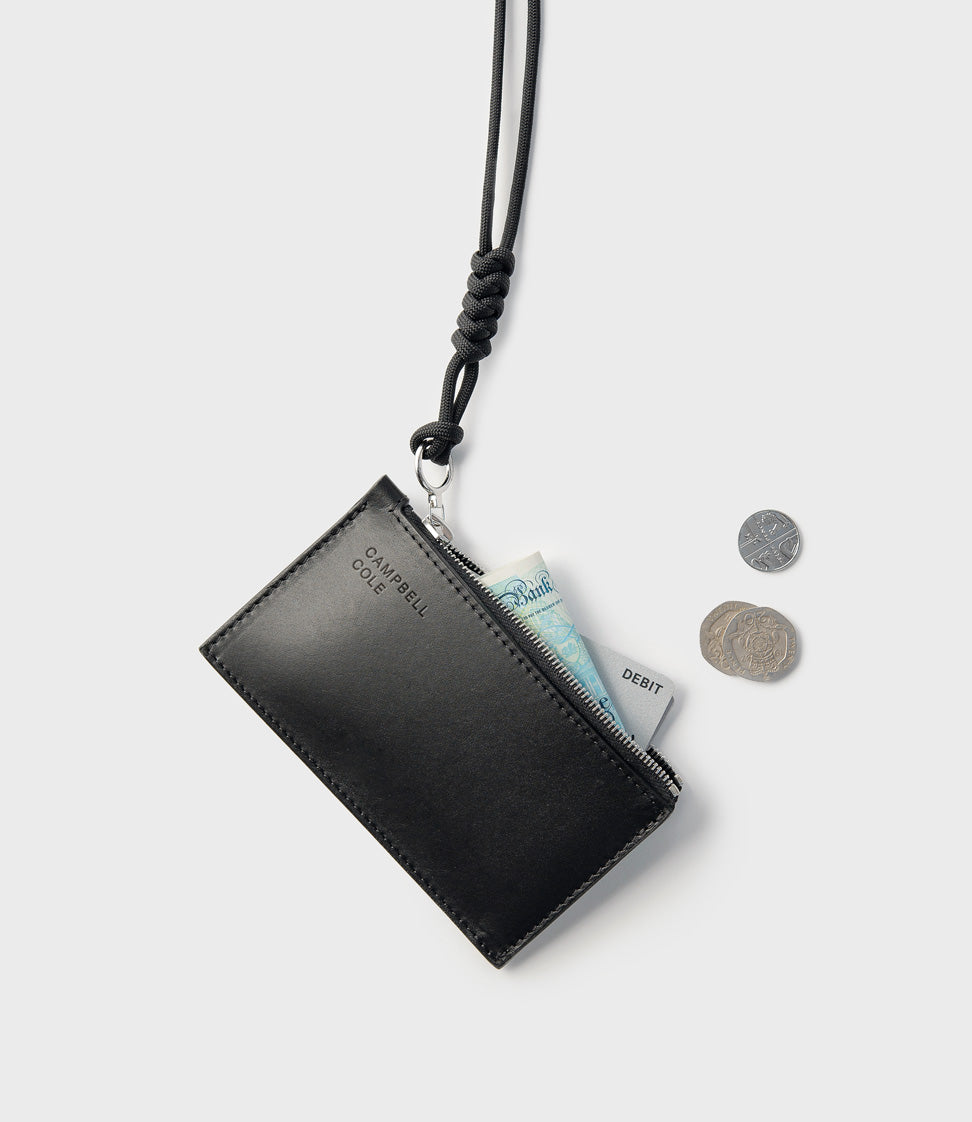 Simple Coin Pouch, Lanyard - Black