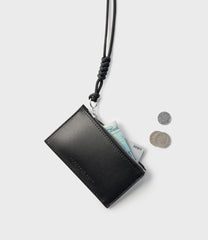 Simple Coin Pouch, Lanyard - Black - REBEL