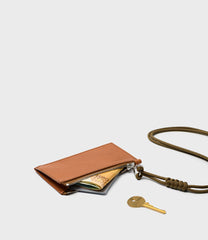 Simple Coin Pouch, Lanyard - Tan