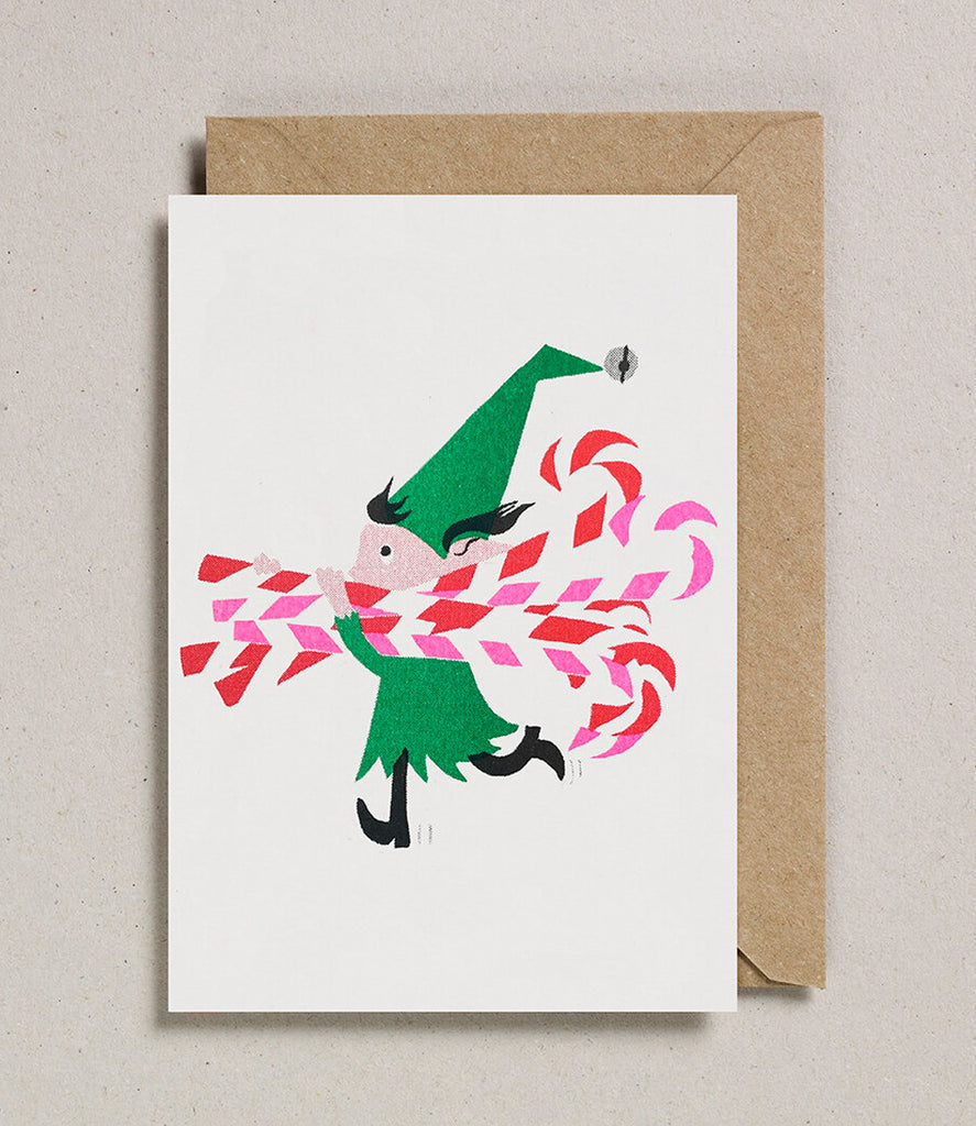 Candycane Elf Card