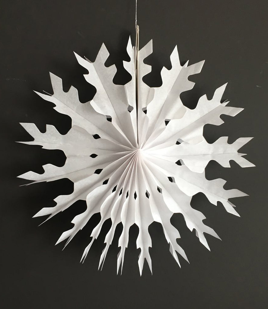 Paper Fan, Small Feather, 35cm - White