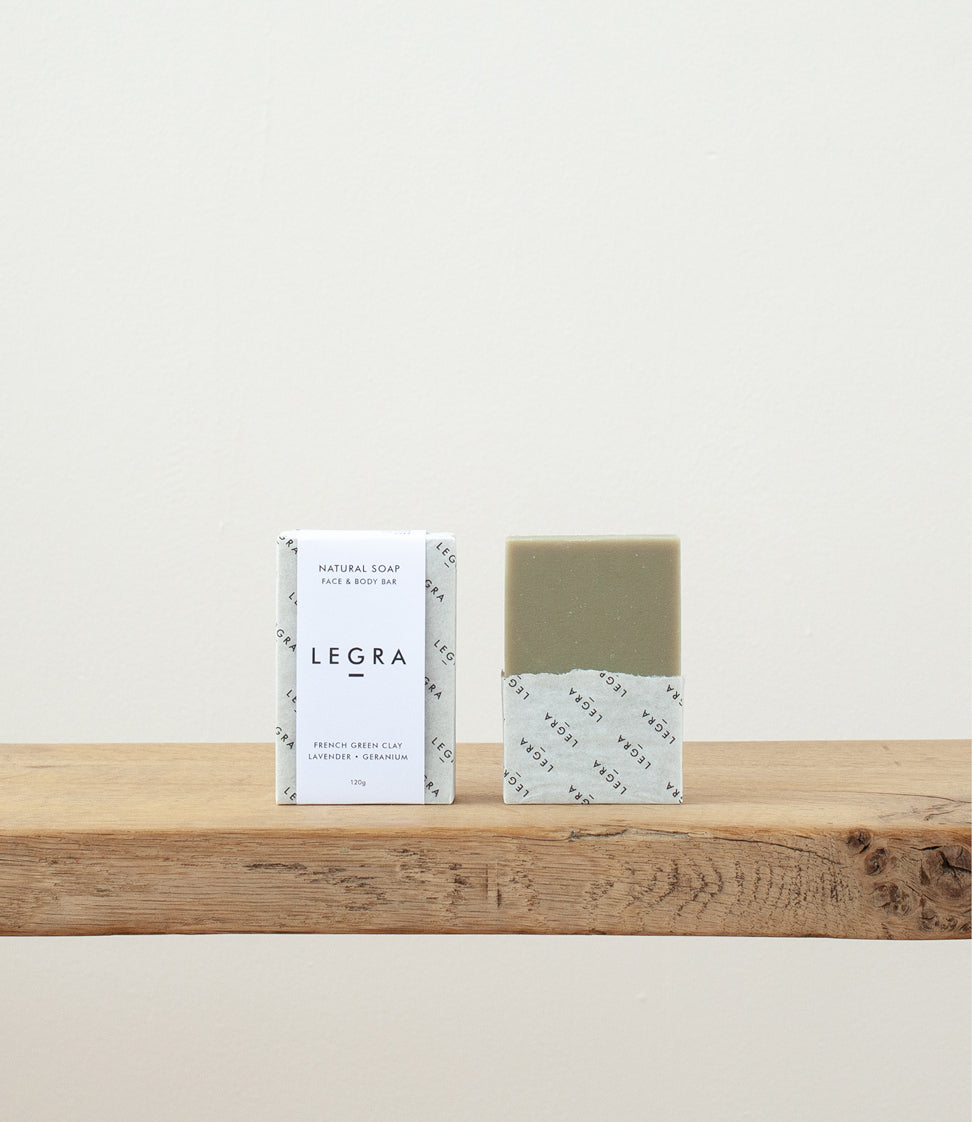 LEGRA - French Green Clay Soap - Lavendar, Geranium & Patchouli